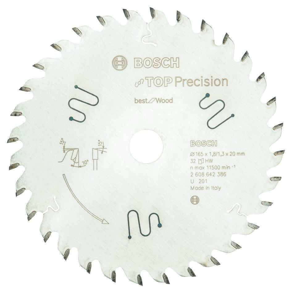 Bosch Professional Accessories 2608642386 Circular saw blade 165 x 20 x 32T Top Precision Best for Wood