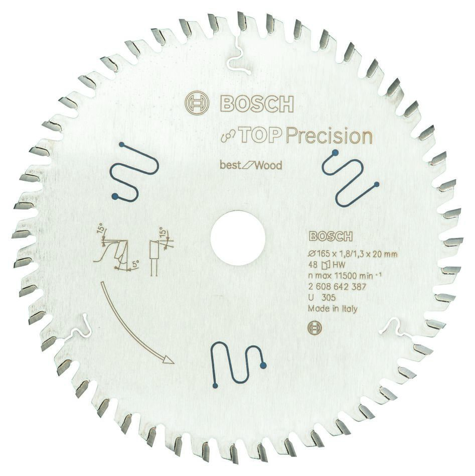 Bosch Professional Accessories 2608642387 Circular saw blade 165 x 20 x 56T Top Precision Best for Multi Material