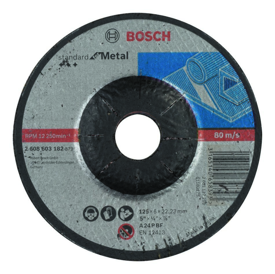 Bosch Professional Accessories 2608603182 Standard for Metal A 24 P BF curved grinding disc, 125 mm, 22.23 mm, 6.0 mm