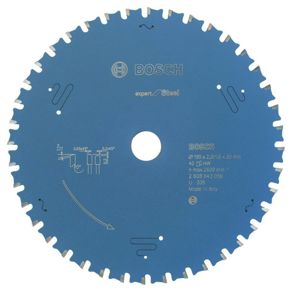 Bosch Professional Accessories 2608643056 Carbide Circular saw blade Expert for Steel 190 x 20 x 40T