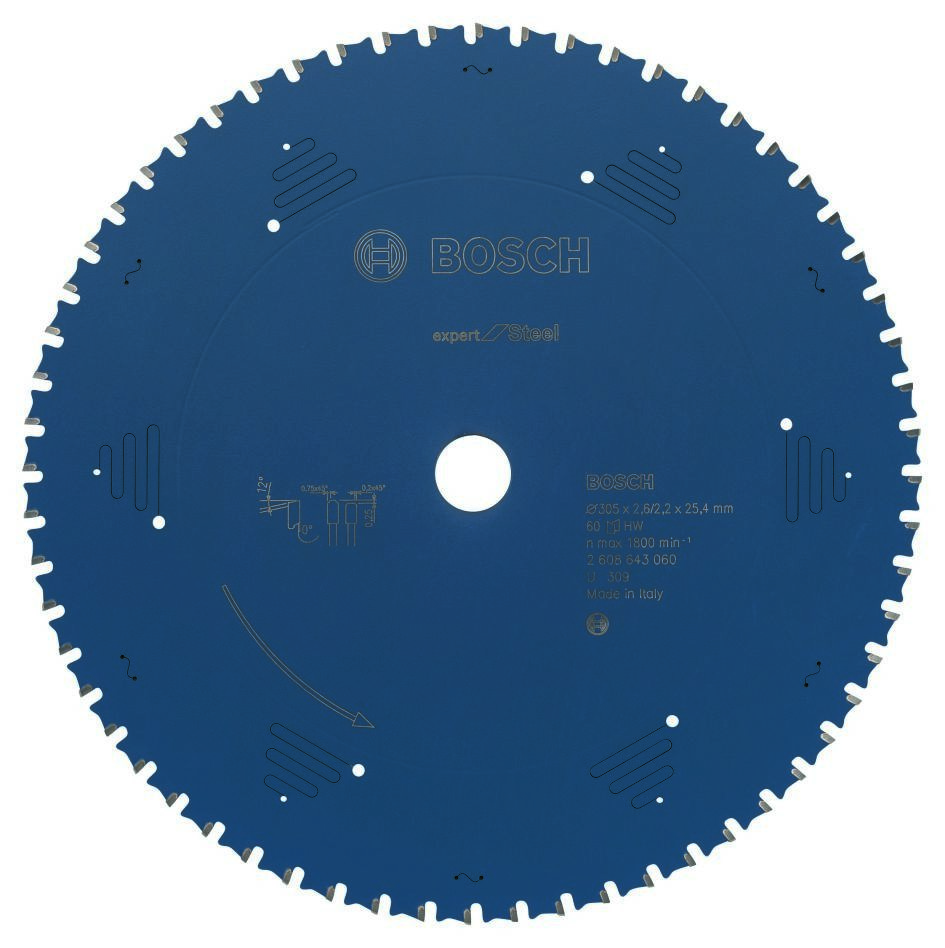 Bosch Professional Accessories 2608643060 Carbide Circular saw blade Expert for Steel 305 x 25.4 x 60T