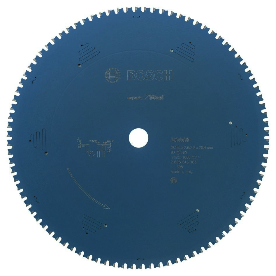 Bosch Professional Accessories 2608643063 Carbide Circular saw blade Expert for Steel 355 x 25.4 x 90T