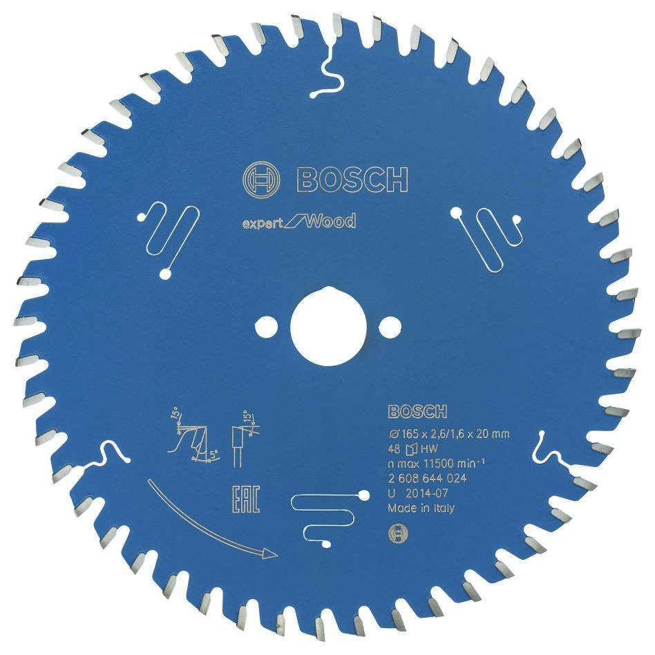 Bosch Professional Accessories 2608644024 Carbide Circular saw blade Expert for Wood 165 x 20 x 48T