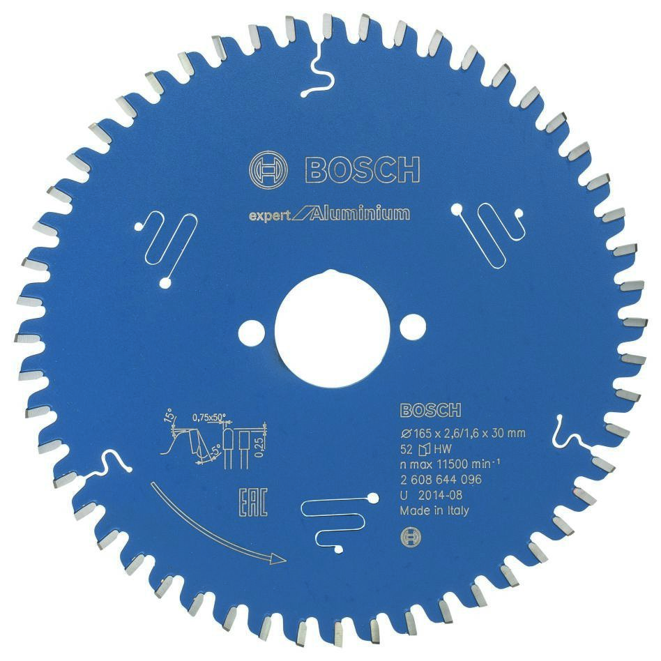 Bosch Professional Accessories 2608644096 Carbide Circular saw blade Expert for Aluminum 165 x 30 x 52T