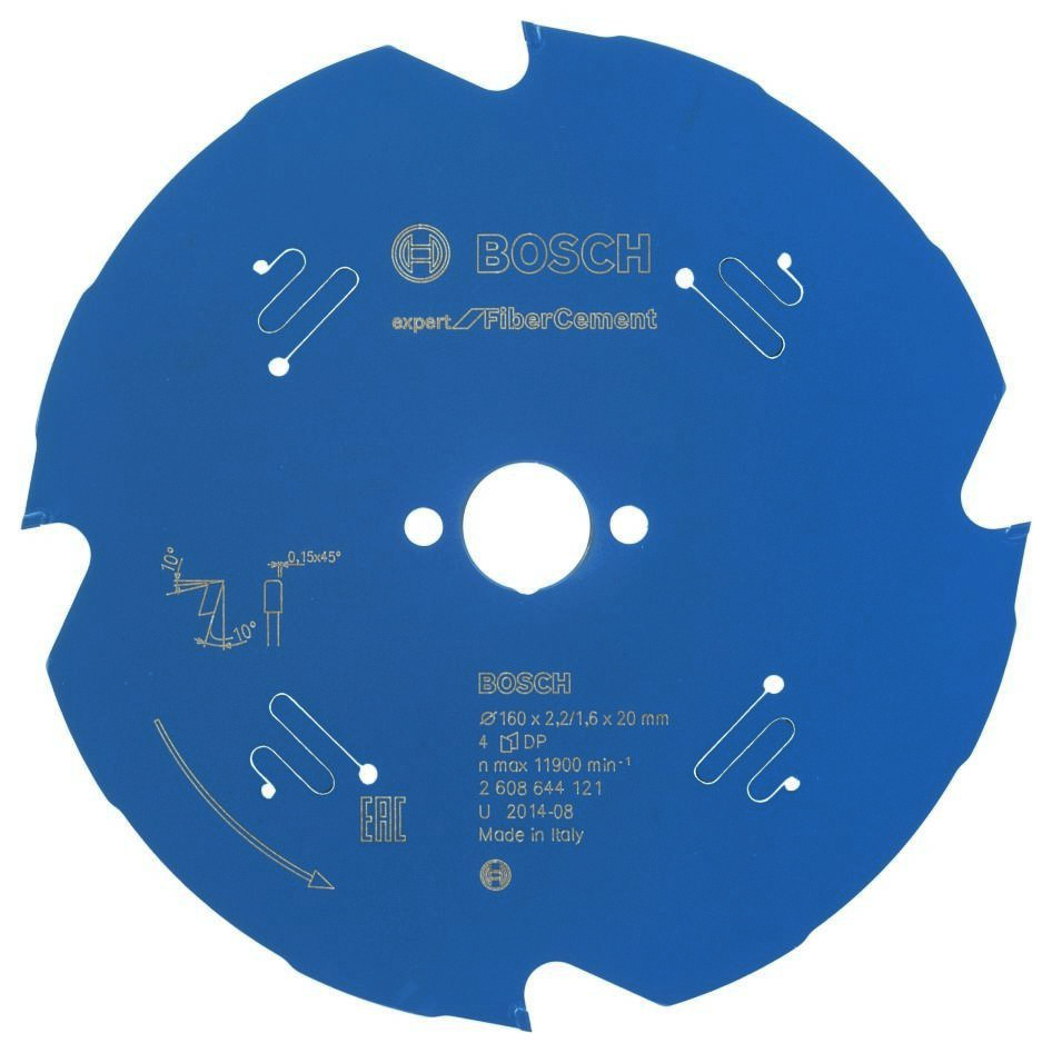 Bosch Professional Accessories 2608644121 Carbide Circular Saw Blade Fibre Cement Expert 160 x 20 x 4T
