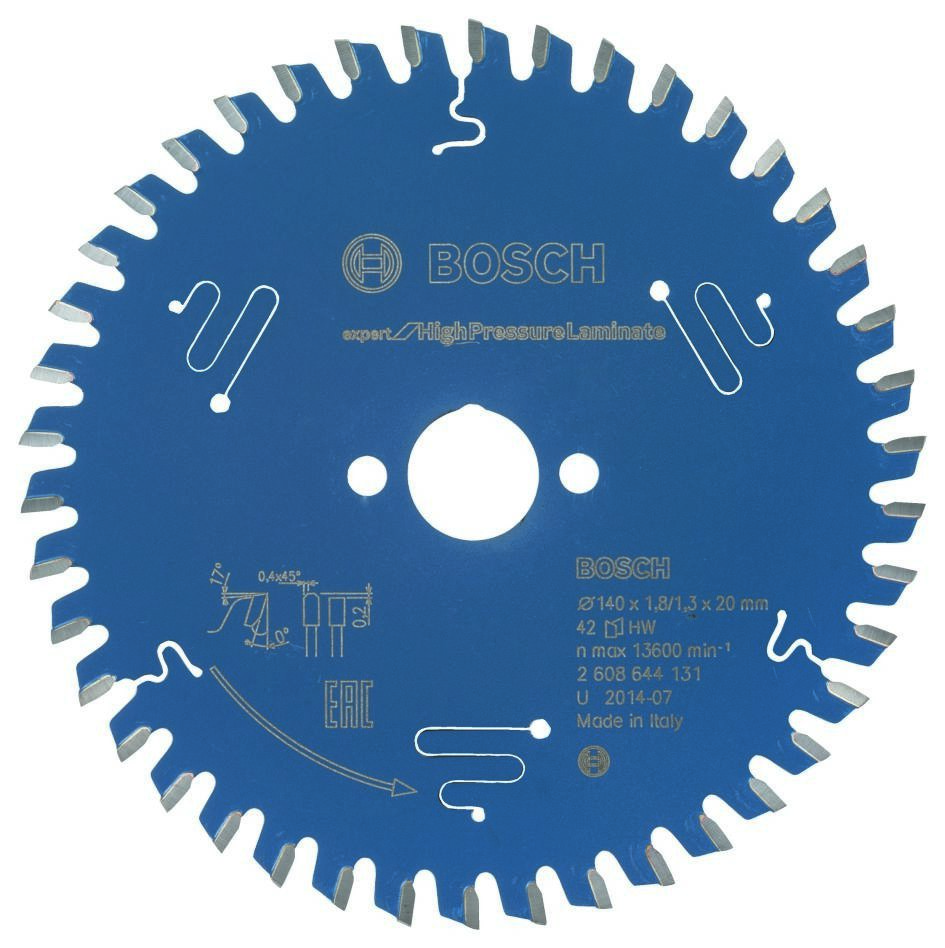Bosch Professional Accessories 2608644131 Carbide Circular saw blade Expert for High Pressure Laminate 140 x 20 x 42T