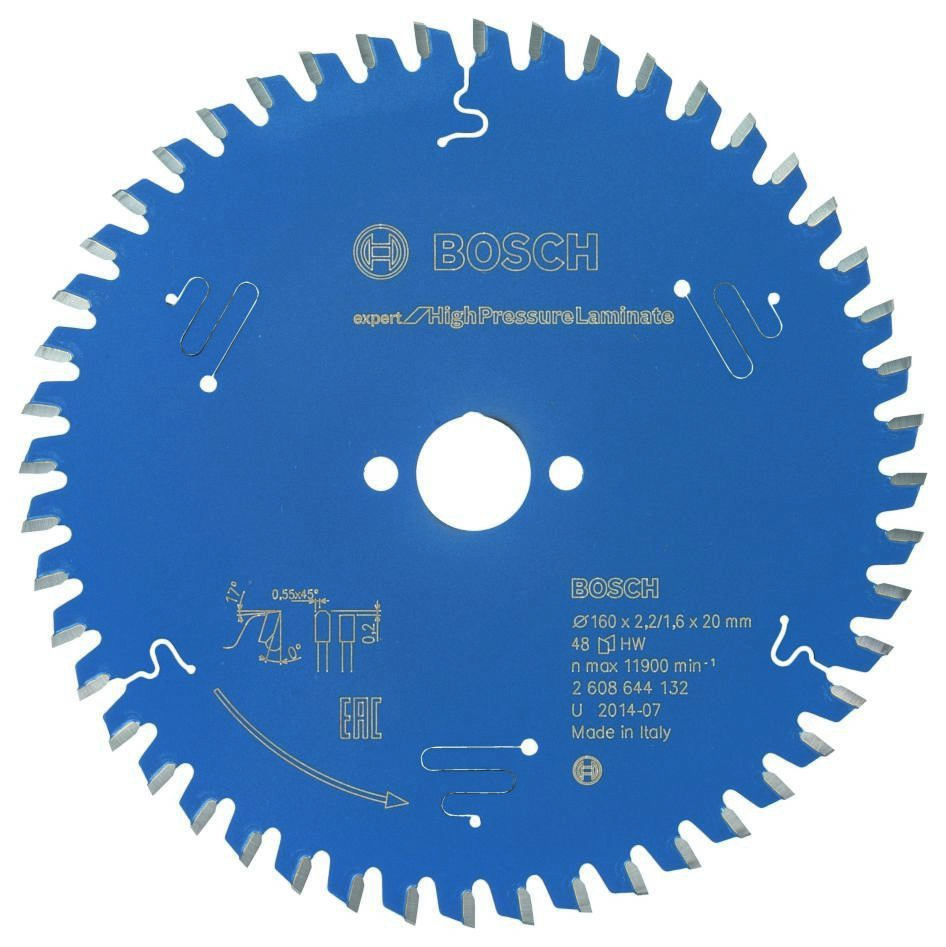 Bosch Professional Accessories 2608644132 Carbide Circular Saw Blade Expert for High Pressure Laminate 160 x 20 x 48T