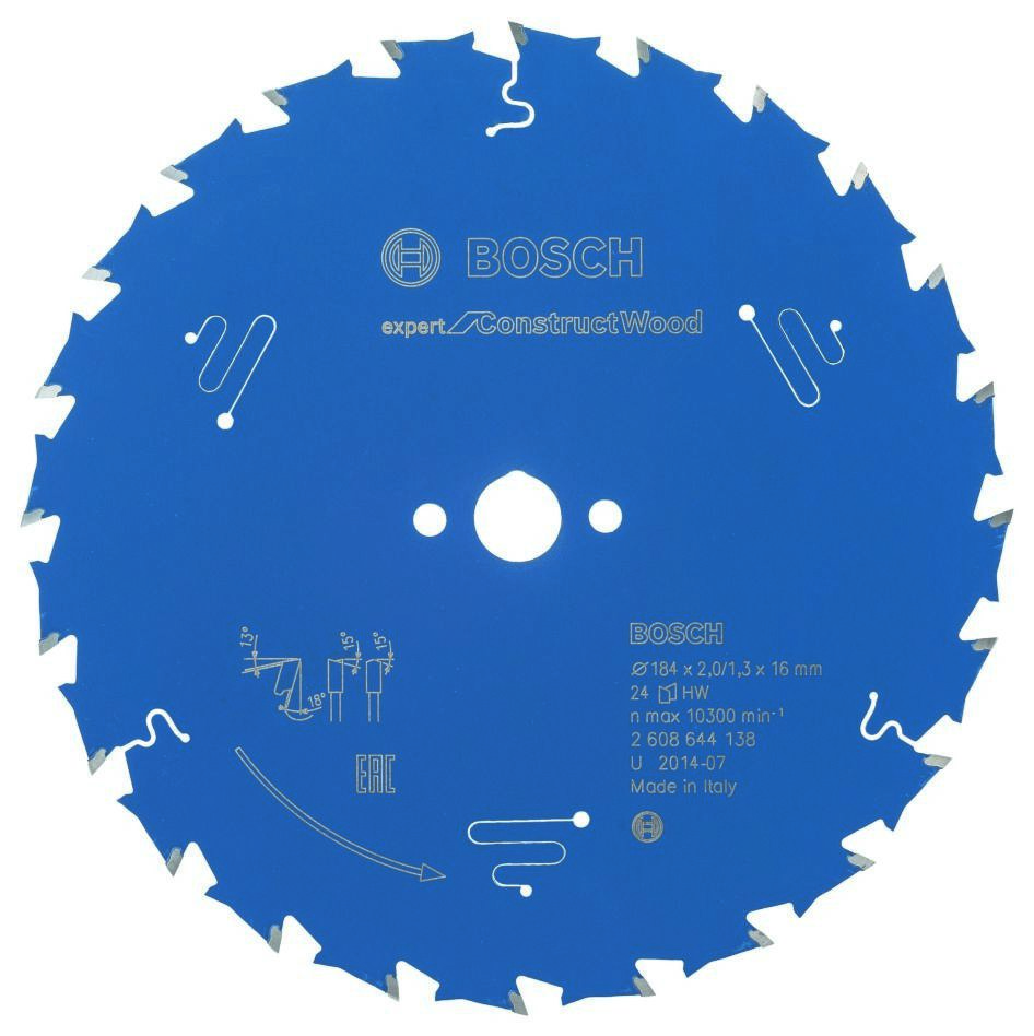 Bosch Professional Accessories 2608644138 Carbide Circular saw blade Expert for Construct Wood 184 x 16 x 24T