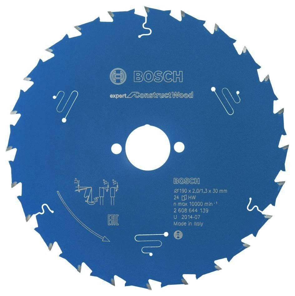 Bosch Professional Accessories 2608644139 Carbide Circular saw blade Expert for Construct Wood 190 x 30 x 24T