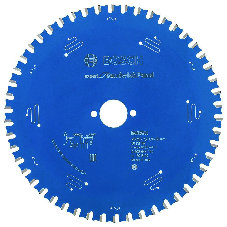 Bosch Professional Accessories 2608644143 Carbide Circular saw blade Expert for Sandwich Panel 235 x 30 x 50T