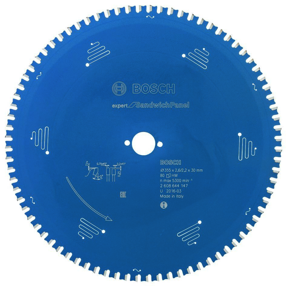 Bosch Professional Accessories 2608644147 Carbide Circular saw blade Expert for Sandwich Panel 355 x 30 x 80T