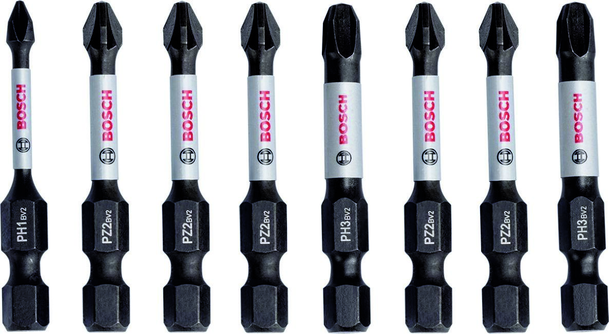 Bosch Professional Accessories 2608522328 Impact Control screw bit set, 8 parts, 1xPH1;3xPH2;1xPH3;2xPZ2;1xPZ3
