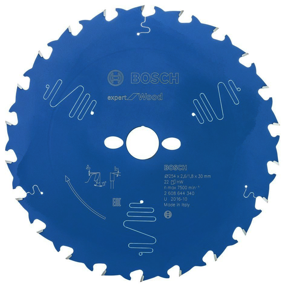 Bosch Professional Accessories 2608644340 Carbide Circular saw blade Expert for Wood 254 x 30 x 22T