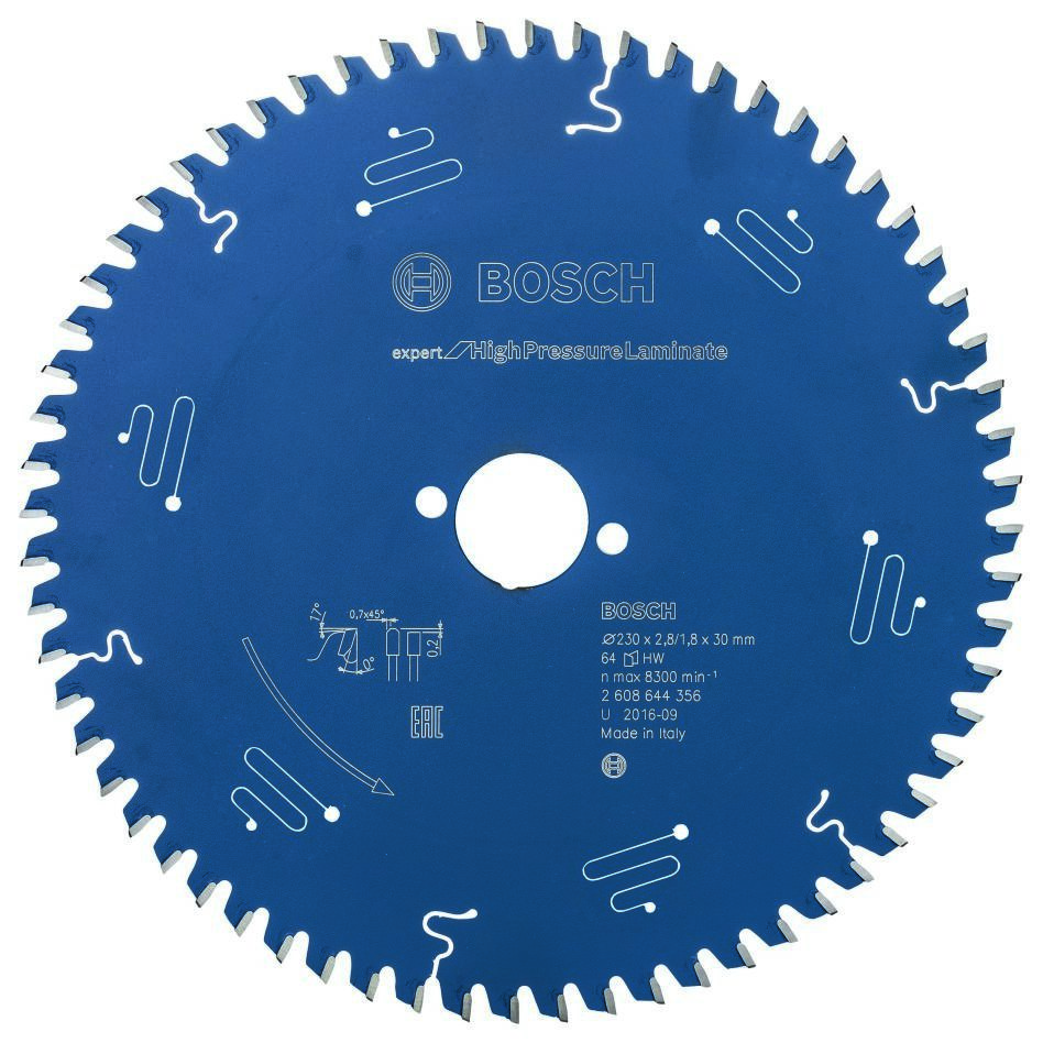 Bosch Professional Accessories 2608644356 Carbide Circular saw blade Expert for High Pressure Laminate 230 x 30 x 64T 2608644356