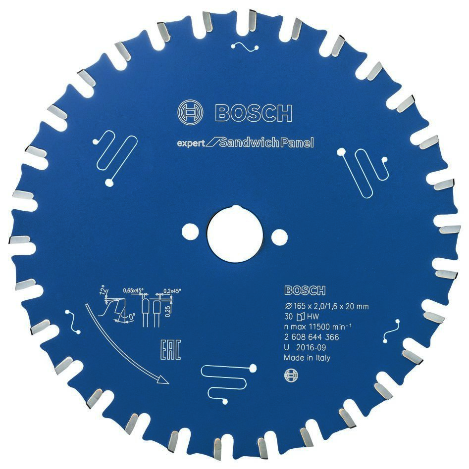 Bosch Professional Accessories 2608644366 Carbide Circular saw blade Expert for Sandwich Panel 165 x 20 x 30