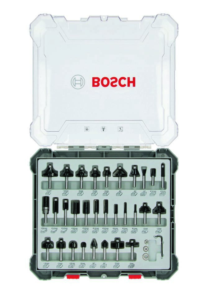 Bosch Professional Accessories 2607017474 30-piece mixed router set with 6 mm shank