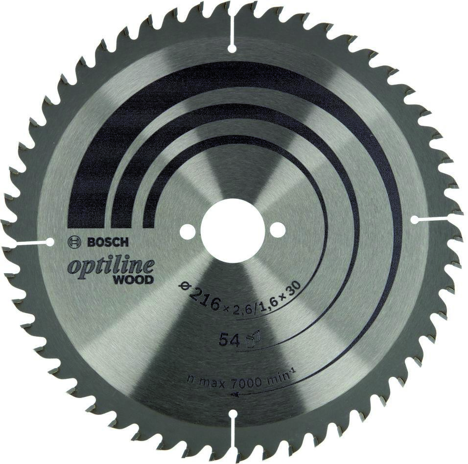 Bosch Professional Accessories 2608838411 Optiline Wood Circular saw blade 216 x 2.6 / 1.6 x 30 T54