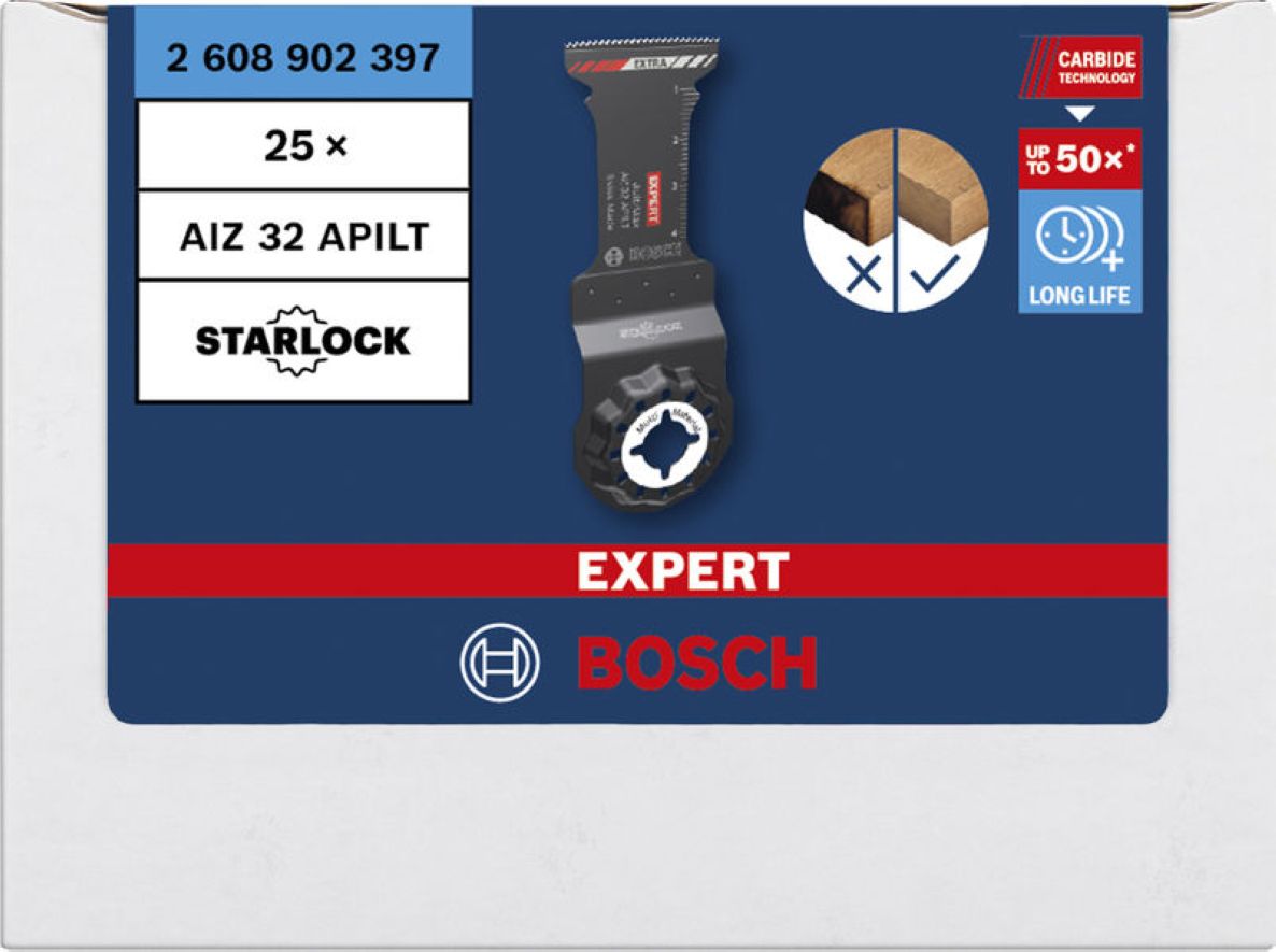 Bosch Professional Accessories 2608902397 EXPERT Starlock CoatedCarbide Indentation Saw Blade AIZ 32 APILT Carbide, Multimaterial, Curved-Tec 32 x 46 mm 1 Bulk