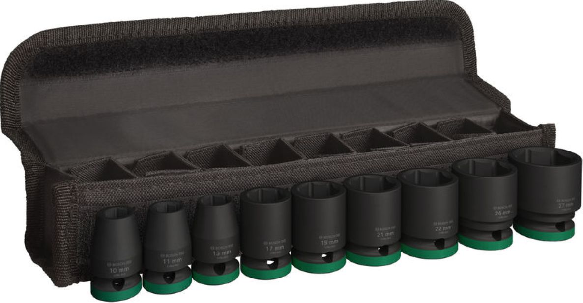 Bosch Professional Accessories 2608003038 PRO 9-piece power socket set 38 mm 10; 11; 13; 17; 19; 21; 22; 24; 27 mm