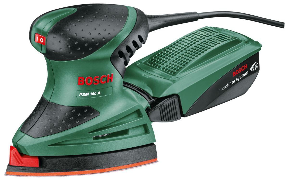 Bosch DIY 0603377000 PSM 160 A Multi-sander + Sanding paper 3x K80/K120/K180