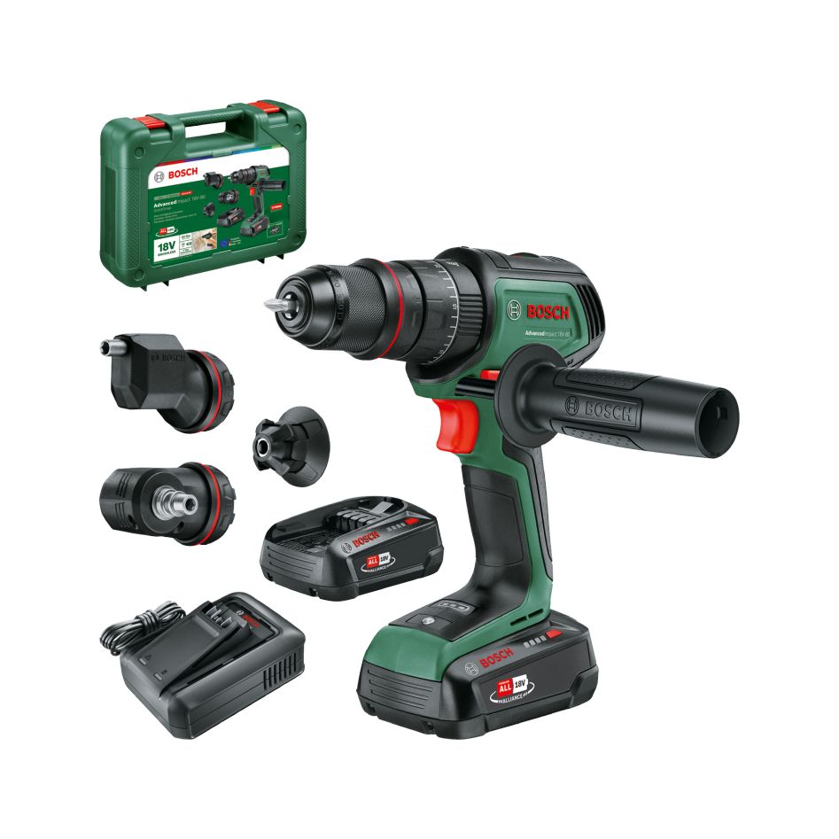 Bosch DIY 06039E2105 AdvancedImpact 18V-80 cordless drill set QuickSnap 2x 2.5 Ah and charger AL 18V-44