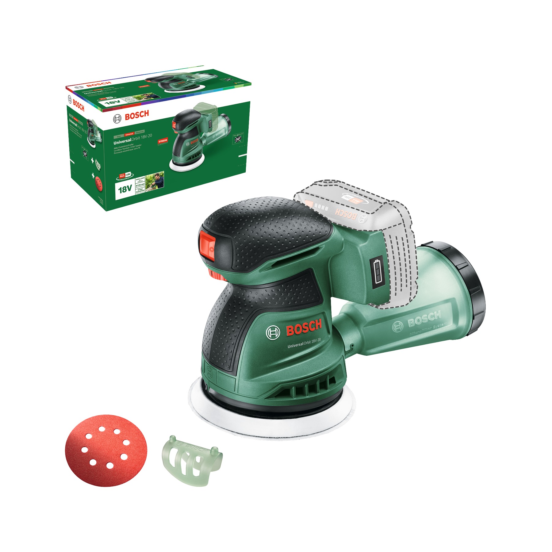 Bosch DIY 06033E4100 UniversalOrbit 18V-20 Accu eccentric sander excl. batteries and charger