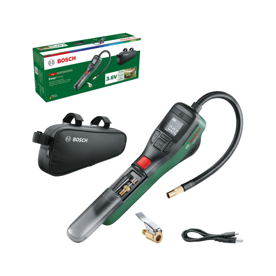 Bosch DIY 0603947002 EasyPump Battery Pump set 3.6V 3.0 Ah and USB charging cable in box