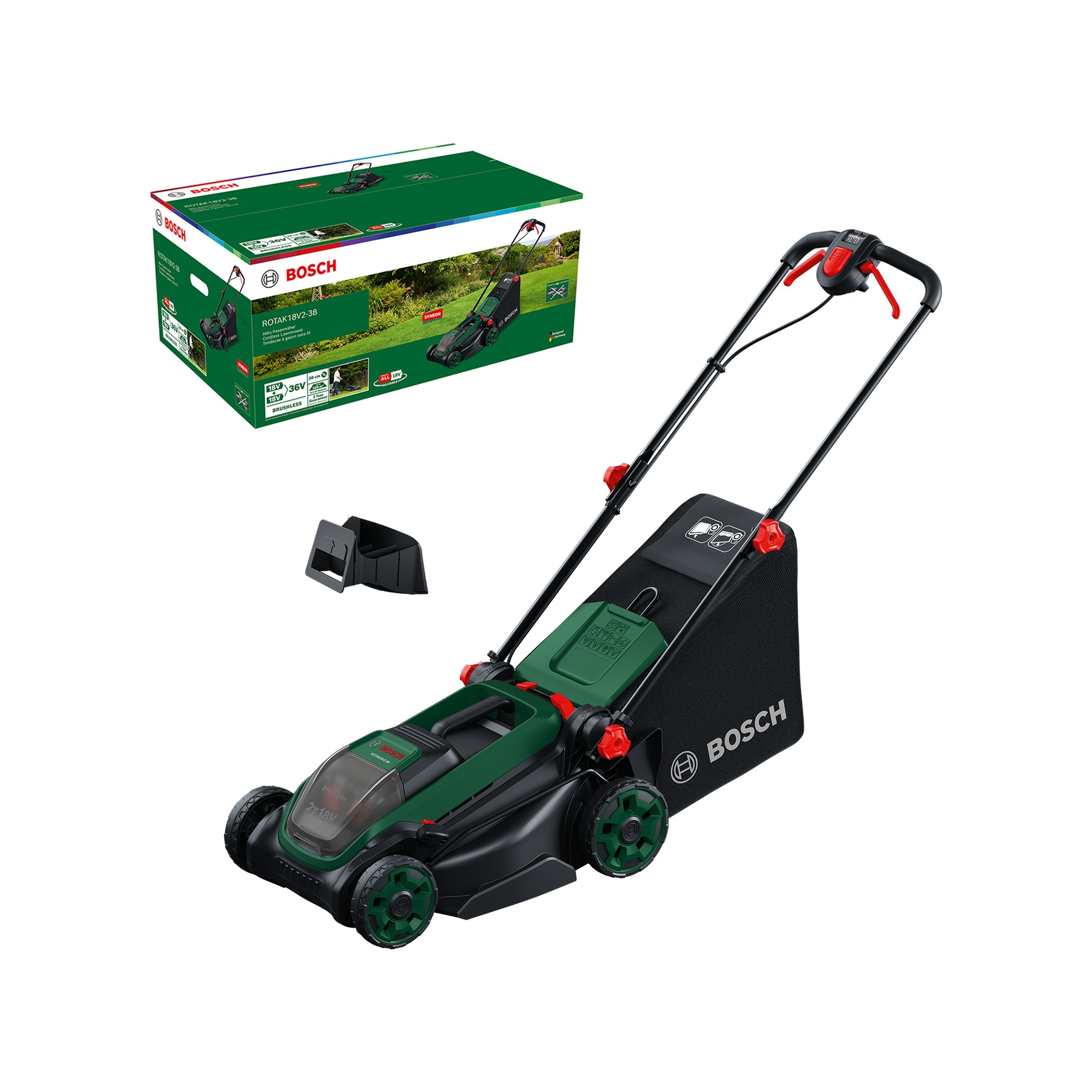 Bosch DIY 06008B9M01 Rotak 18V2-38 Battery mower excl. battery and charger 1x mulching plug in box