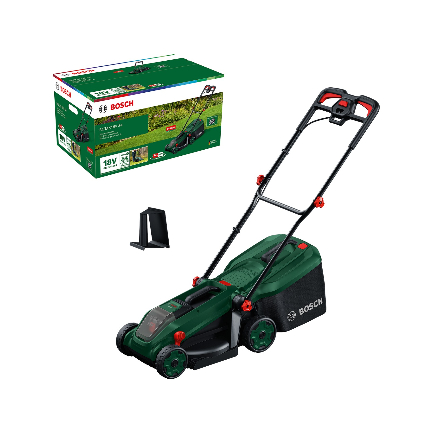 Bosch DIY 06008B9N01 Rotak 18V-34 Battery mower excl. battery and charger 1x mulching plug in box