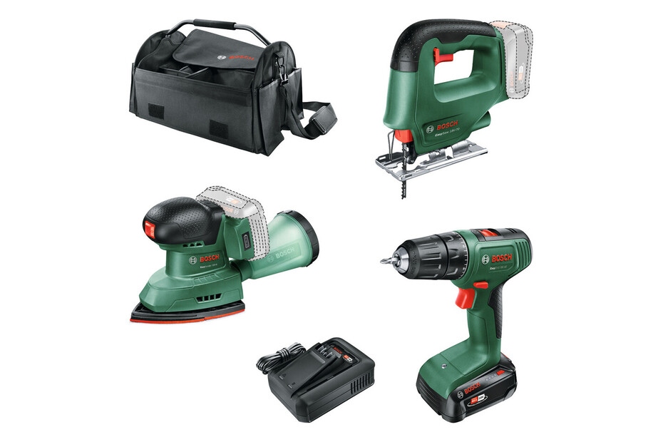 Bosch DIY 0615A500AA Accutoolkit Combipack 3 machines 1x 18V 2.5Ah battery and charger AL 18V-44 and tool bag in box