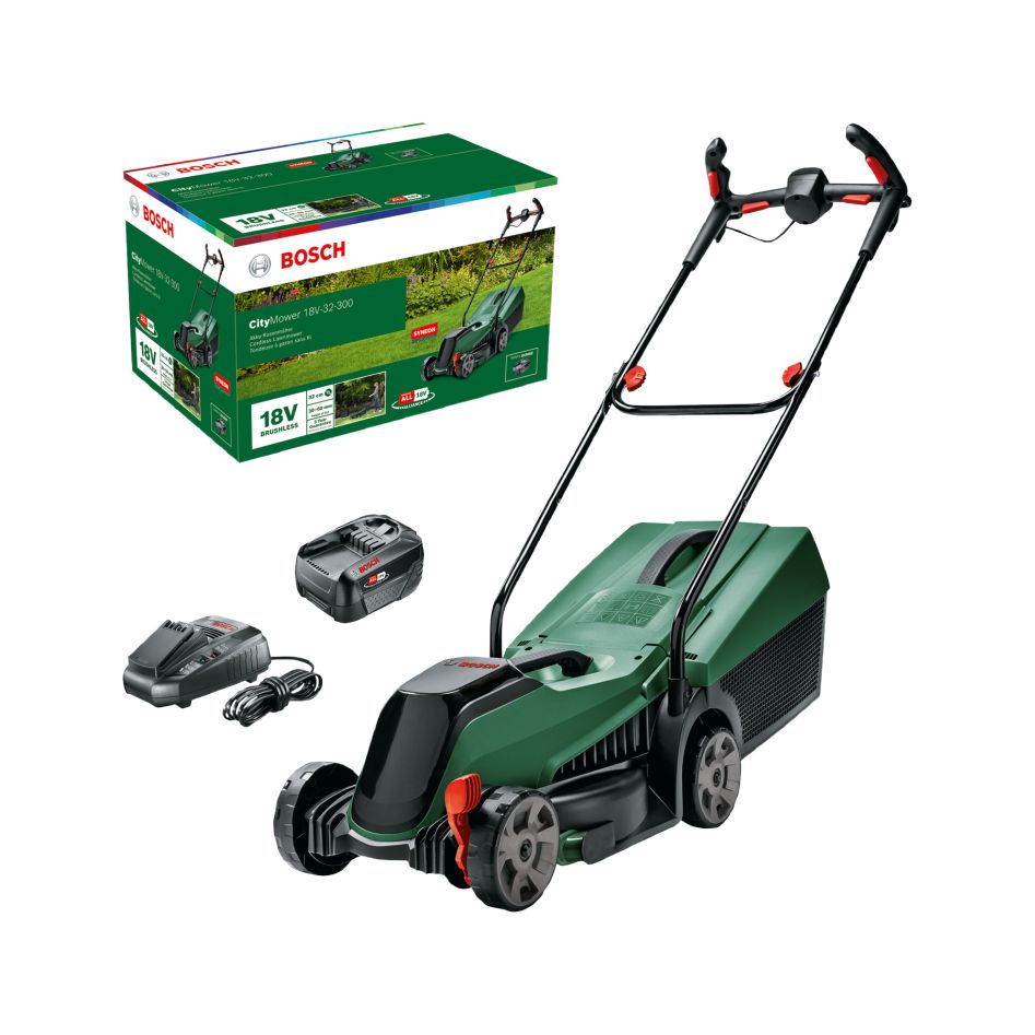 Bosch DIY 06008B9A07 CityMower 18V-32 Battery Mower 1 x 18V 4.0 Ah and AL1830 charger