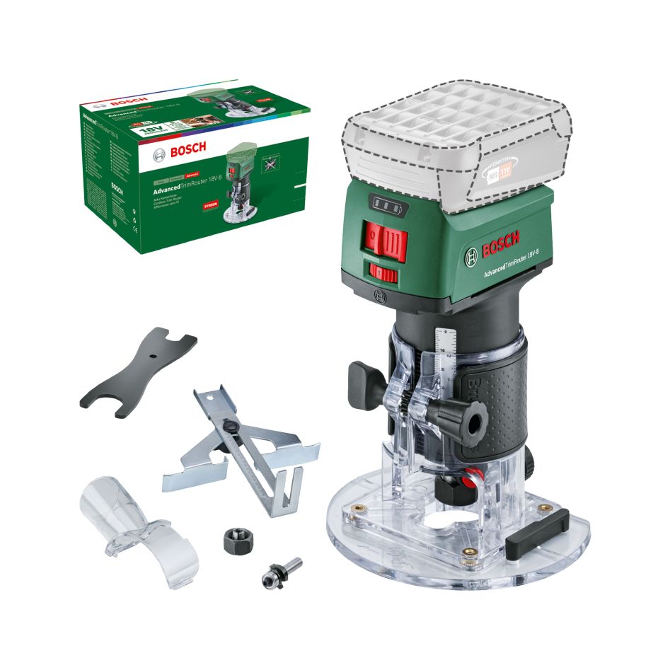 Bosch DIY 06039D5000 AdvancedTrimRouter 18V-8 Cordless Edge router set excl. batteries and charger