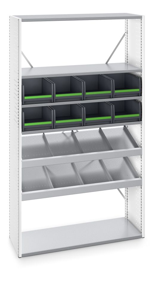 Bott 46003003.16 Verso shelving cabinet with 5 shelves, 8x box RAL 7035