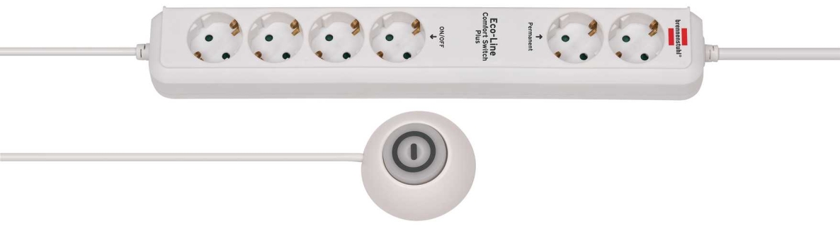 Brennenstuhl 1159560216 Eco-Line Socket Extension Cord Comfort Switch Plus EL CSP 24 6-way white 1.5m H05VV-F 3G1.5 2 permanent, 4 switchable external footswitch