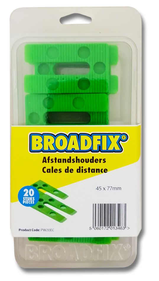 BROADFIX PW20EC Flat shims 45x77 mm, 1-8 mm angled, 20 pieces