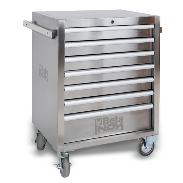 Beta 024003077 C04TSS-7 stainless steel tool trolley with 7 drawers