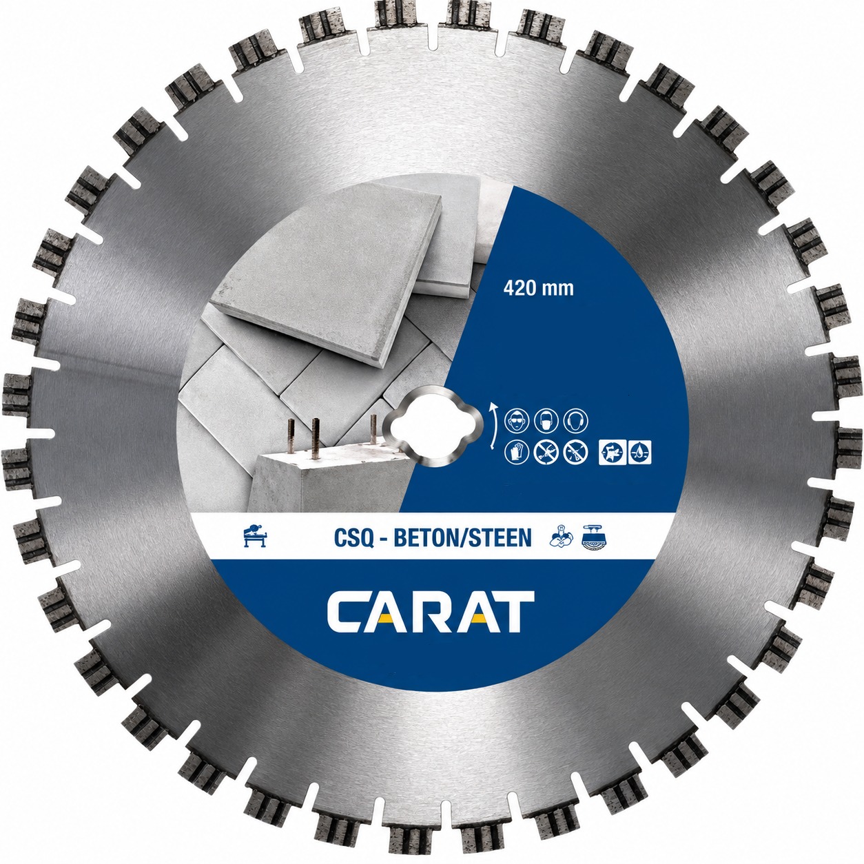 Carat CSQ4204000 Diamond saw blade for concrete, &Oslash;420 mm, dry cutting, includes special arbor hole for iQ saw tables