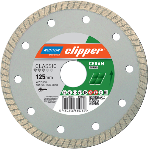 Norton Clipper 70184627646 Classic Ceramic Turbo Diamond saw blade 125 x 22,23 mm