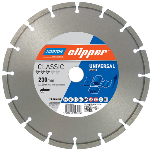 Norton Clipper 70184626835 Classic Universal Laser Diamond blade 125 x 22,23 mm