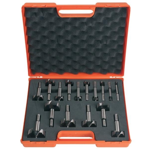 CMT 537.000.16 Set of 16 forstner drills with cylindrical shank 1/4" to 2-1/8".