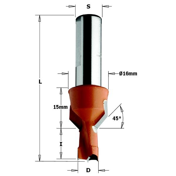 CMT 376.102.11 Dowel drill right with fixed countersink 10mm, shank 10