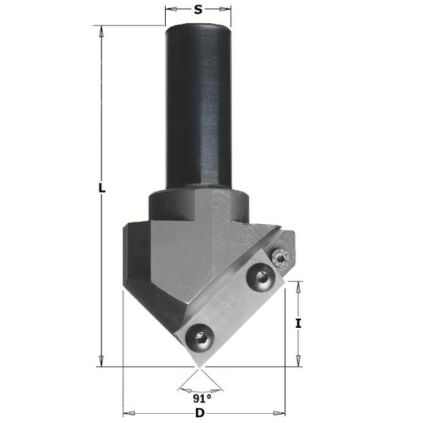 CMT 663.101.11 V-groove cutter with WPL blades 52mm, shank 20mm