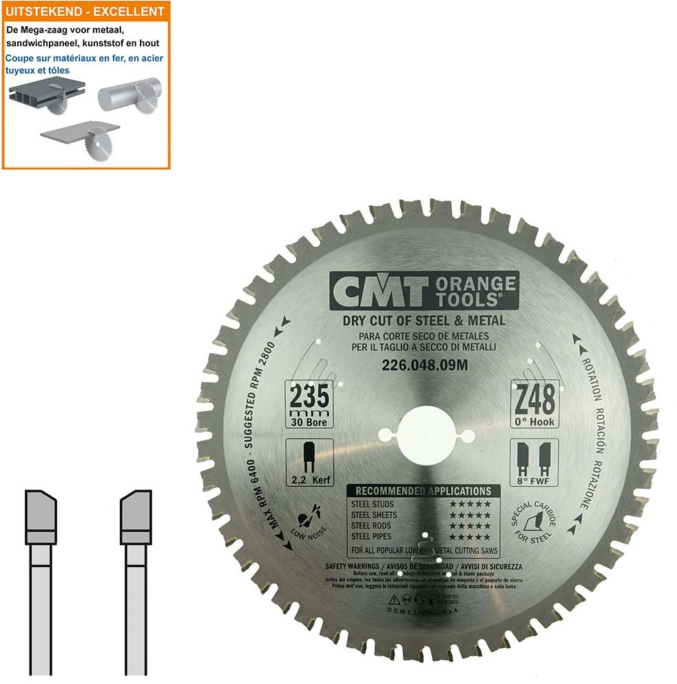 CMT 226.048.09M Saw blade for metal and hard materials 235 x 30 x 48T