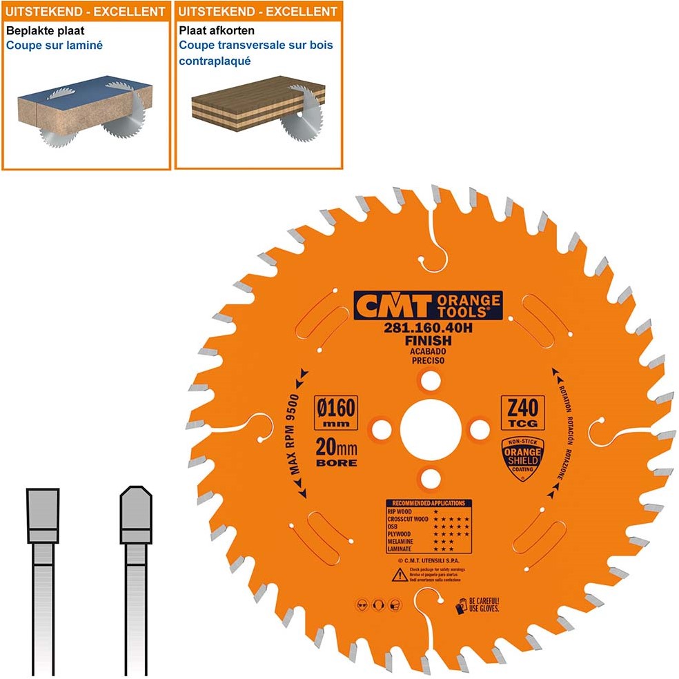 CMT 281.160.40H Saw blade for Chipboard / Melamine / Formica 160 x 20 x 40T
