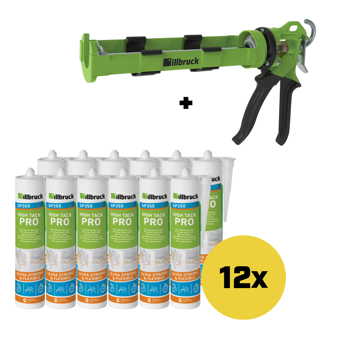 illbruck SP350SETWIT SP350 SET - 12 x SP350 SET - 12 x SP350 High Tack White Adhesive Kit + AA873 Kit Gun