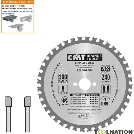 CMT 226.540.06H Dry-cutter saw blade for Inox 160 x 20 x 40T - 1
