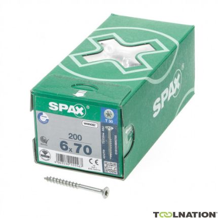 SPAX 191010600705 Universal screw, 6 x 70 mm, 200 pcs, Partial thread, Countersunk head, T-STAR plus T30, 4CUT, WIROX - 1
