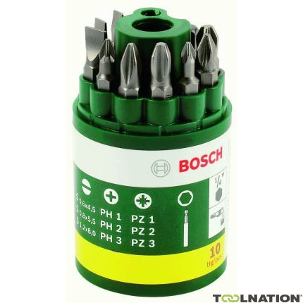 Bosch Groen Accessoires 2607019454 10-delige schroefbitset L = 25 mm PH 1/2/3 PZ 1/2/3 SL 4,5/5,5/8  - 1