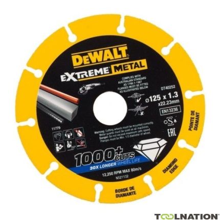 DeWalt Accessories DT40252-QZ DT40252 Diamond disc - Extreme Metal -125 x 22.23 x 1.3 mm - 1
