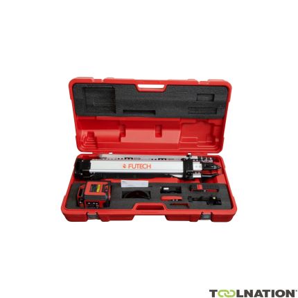 Futech 062.03R.4M.CS Spinner Red Case Set Rotation Laser + Tripod + Staff + Quattro MM Receiver in Case - 1